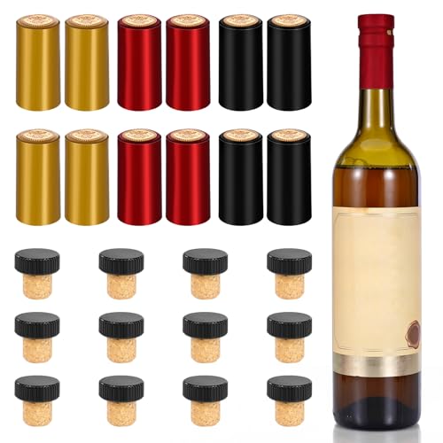 30-Piece Wine Bottle Sealer Set with Cork Stoppers & Heat Shrink Capsules