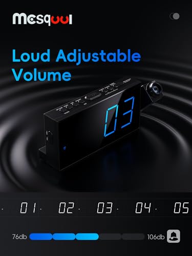 Digital Projection Alarm Clock with 180° Rotatable Projector & Dual Alarms