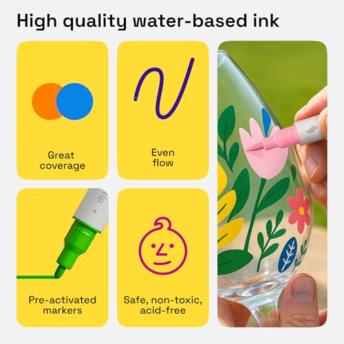 ARTISTRO 24 Acrylic Dual-Tip Glass Marker Pens for Wine Glasses - Craft & Art Supplies