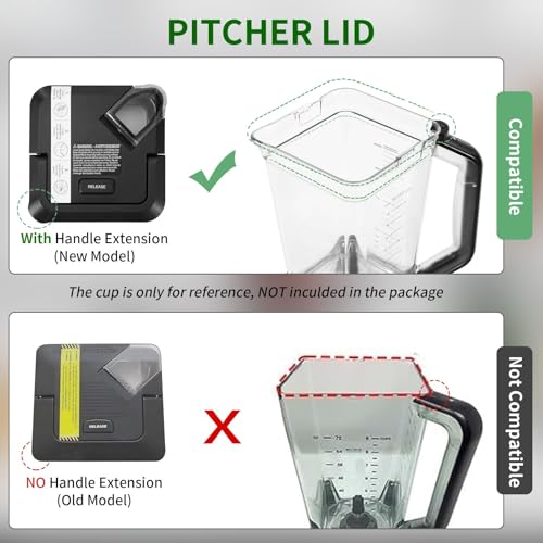 72 oz Blender Locking Lid Replacement with Rim Extension