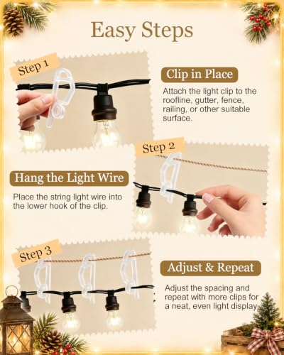LAOWUJA 240-Pack Outdoor Christmas Light Clips for Gutters – C7/C9, Icicle & LED Lights