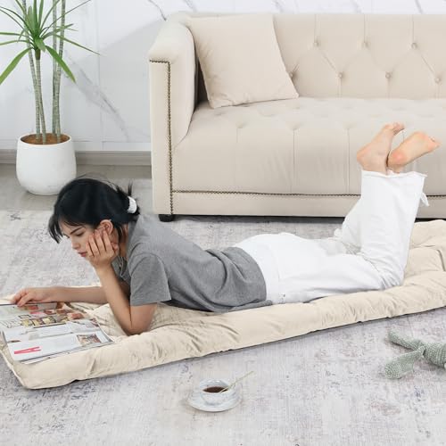 Foldable Tufted Floor Lounger Pillow, 74-inch Long Cushion for Meditation