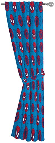 Kids Superhero Adventure Window Drapes, 84-Inch Curtain Set with Tiebacks