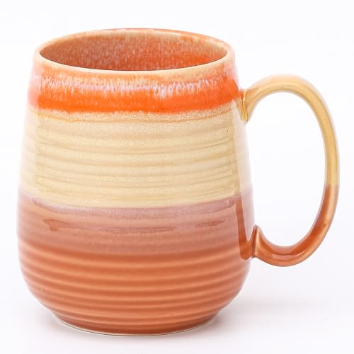 HYTYSKAR Extra Large 23 oz Ceramic Coffee Mug in Orange with Handle