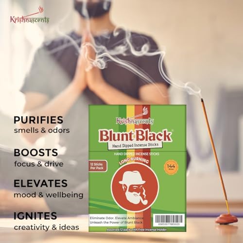 144 Hand-Dipped Incense Sticks with Wooden Holder - 12 Assorted Scents