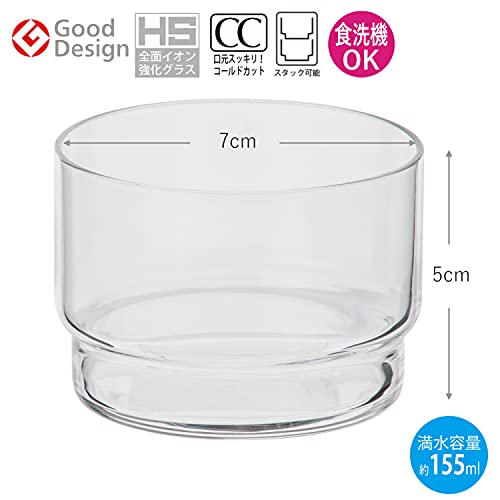 Toyo Sasaki Fino Glass Amuse Cup 155ml Set of 6, Dishwasher & Microwave Safe, Made in Japan