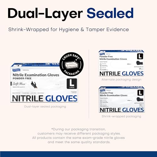 Black Disposable Nitrile Exam Gloves - Powder & Latex Free, 100 Count