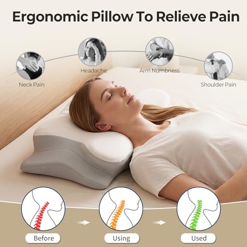 Cervical Neck Pillow for Pain Relief - Ergonomic Memory Foam Support