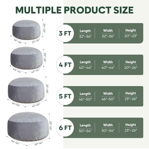 3ft Memory Foam Bean Bag Chair with Velvet Cover & Side Pocket - Dark Grey