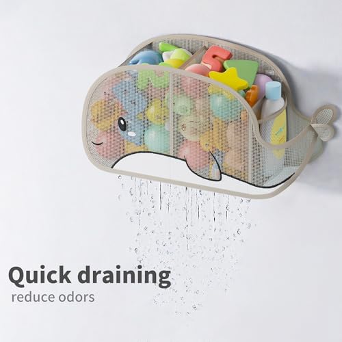 Whale-Shaped Mesh Bath Toy Organizer - Large Capacity Tub Storage