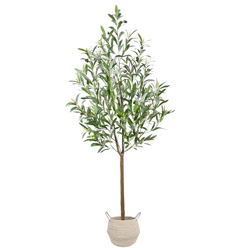 5ft Artificial Olive Tree with Woven Basket - Faux Indoor/Outdoor Plant