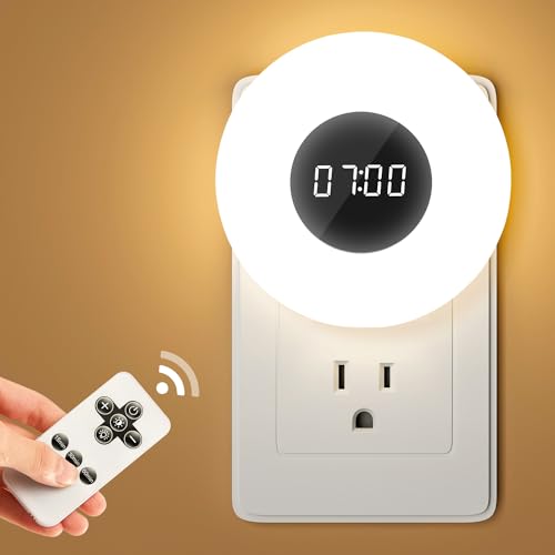 2 Pack Bathroom Clock with Remote, Dimmable LED Night Light & Shower Timer