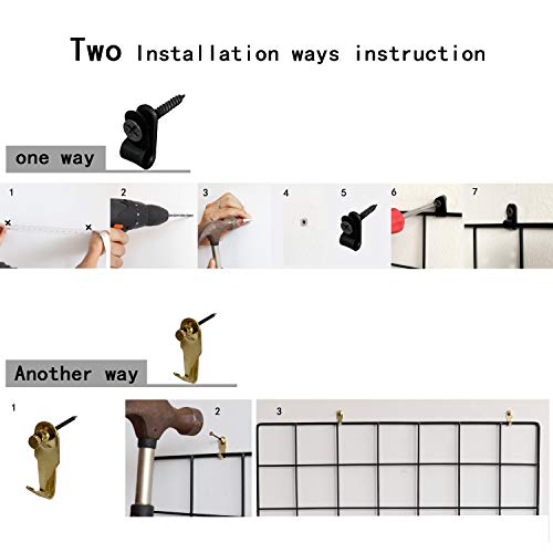 Set of 2 Metal Wall Grid Panels - Photo Display & Wall Storage Organizer