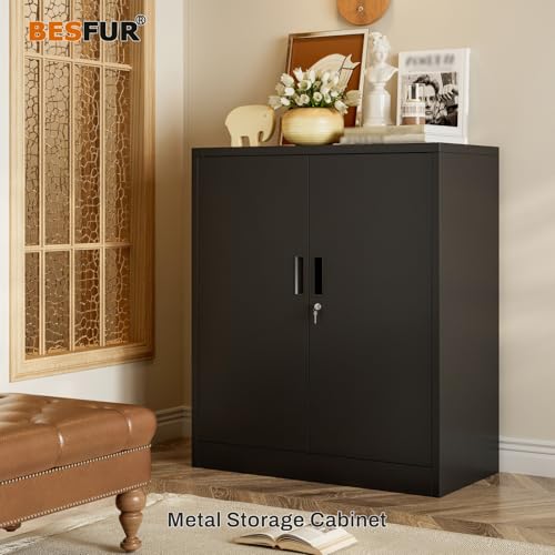 Metal Garage Storage Cabinet, 36-Inch Locking Utility Cabinet with Shelves