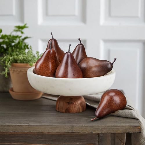 6PCS Lifelike Artificial Brown Pears for Home Decor & Centerpieces