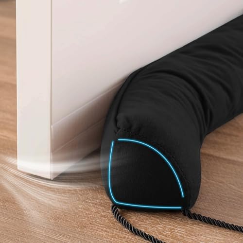 Weighted Door Draft Stopper 38-Inch - Removable Washable Cover, Black