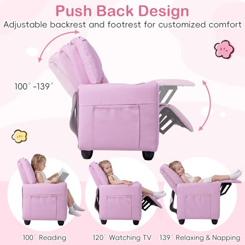 2-Seater Kids Recliner Sofa with Cup Holders and Storage Pockets
