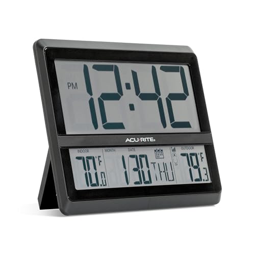 Large Wireless Atomic Clock with Indoor/Outdoor Temp & Auto DST - Digital Variation