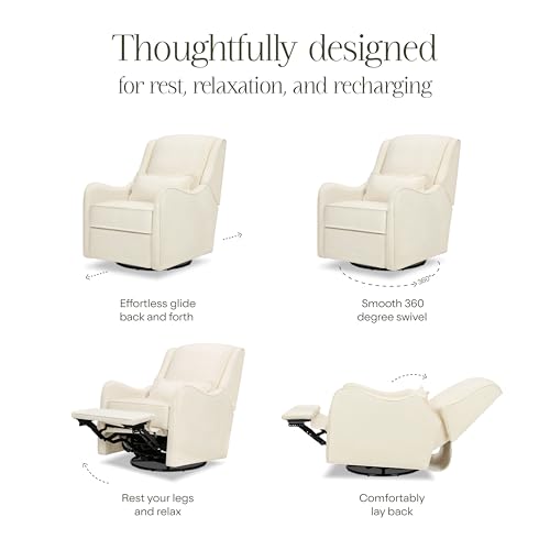 Ivory Nursery Glider Recliner with 360-Degree Swivel and Stain-Repellent Fabric