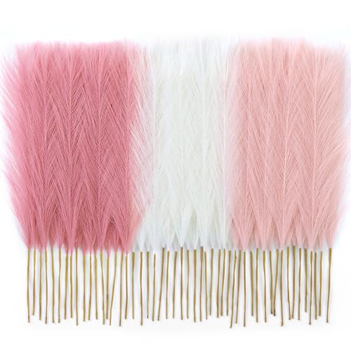 50pcs 17-inch Artificial Pampas Grass, Blush Pink Fluffy Boho Decor
