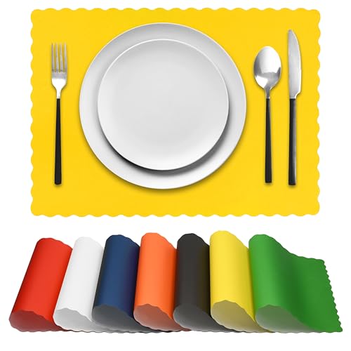 Disposable Paper Placemats 10"x14" - Scalloped Edge Table Mats, 50ct