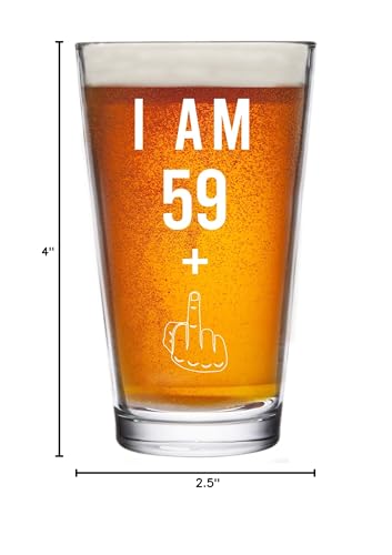 59 + 1 Funny 60th Birthday Beer Pint Glass - 16 oz Novelty Gift