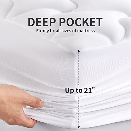 SLEEP ZONE Cooling Twin Mattress Pad - Soft Down Alternative Topper