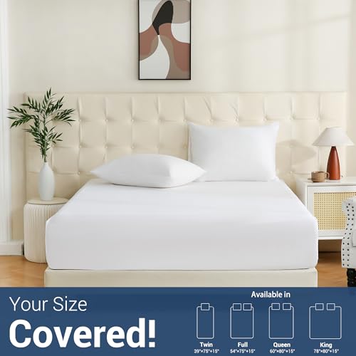 Full Size Fitted Sheets 6-Pack, Microfiber 15-inch Deep Pocket, White