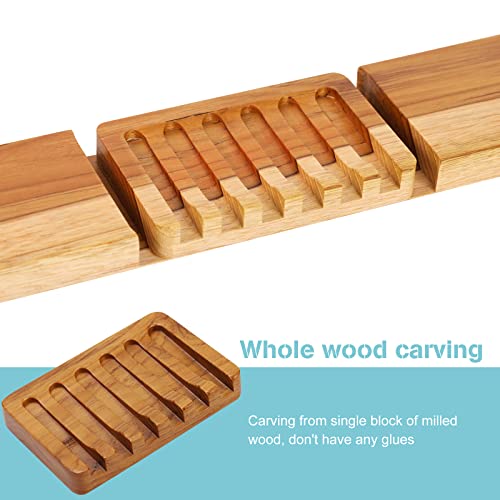 Teak Wood Soap Dish, Self-Draining Bar Soap Holder for Bathroom and Kitchen