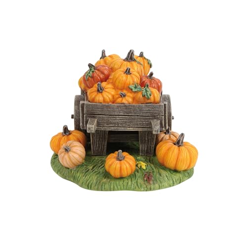 Halloween Harvest Pumpkin Wagon Village Figurine - 3.1 Inch Resin Decor