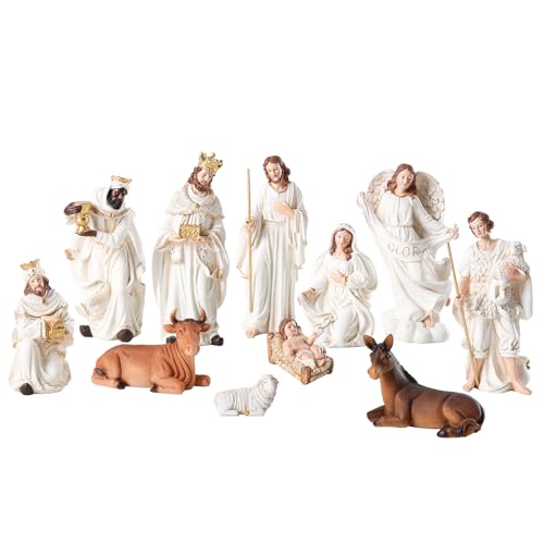 11-Piece Resin Nativity Scene Set - 8.4 Inch Christmas Tabletop Decor