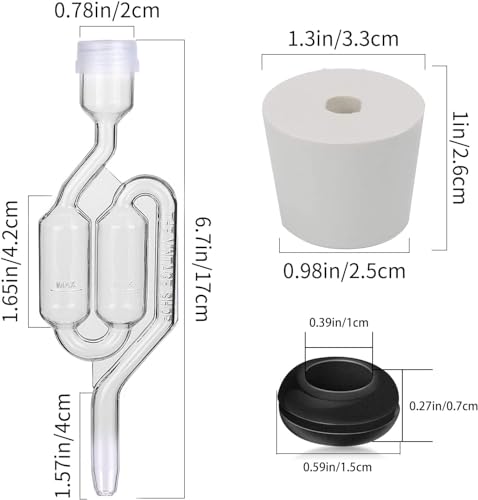 Fermentation Air Lock Set with Stoppers and Grommets for Brewing Wine and Beer