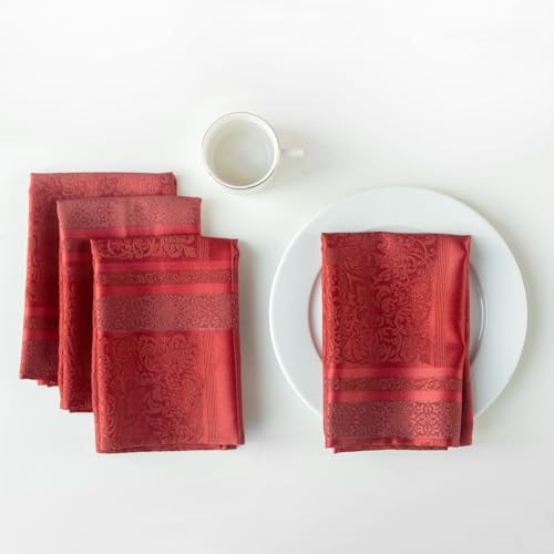 Benson Mills Ravenna Jacquard Red Napkin Set of 4 - 18x18 Inches