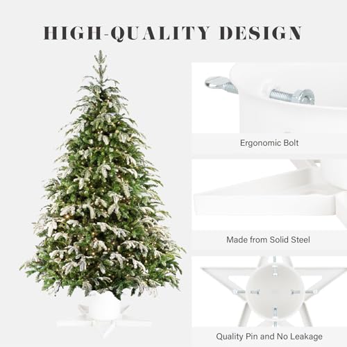 White Christmas Tree Stand for Up to 6.5ft Trees - Fits 4.7 Inch Trunks, Xmas Tree Holder