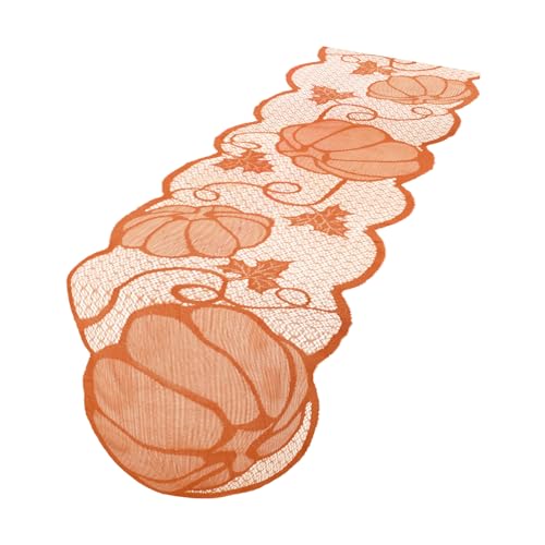 Thanksgiving Lace Table Runner 72in - Fall Decor with Pumpkin Pattern (Variation: Thanksgiving Style F)
