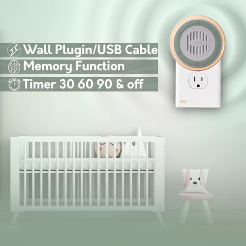 Plug-In White Noise Sound Machine with 20 Soothing Sounds & Night Light