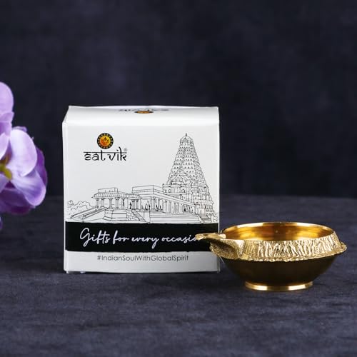 Brass Kuber Diya Set of 2 - Traditional Oil Lamps for Diwali