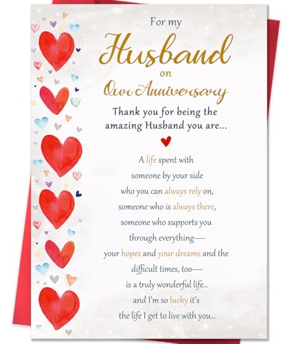 Funny Anniversary Card for Husband - Romantic 5x7 Greeting Card