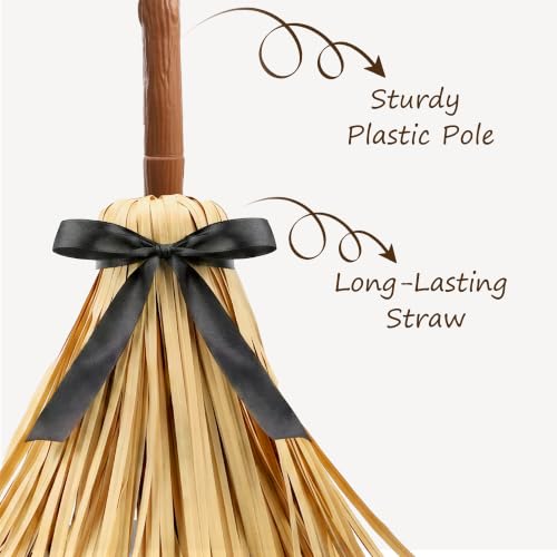Joyehome Animated Floating Witch Broom - 49" Touch & Sound Activated Halloween Indoor Decoration
