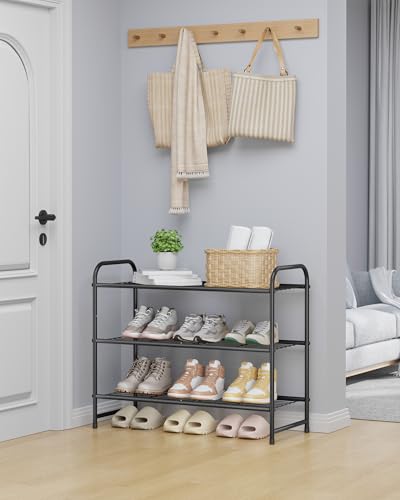 3-Tier Stackable Metal Shoe Rack, 25.6-Inch Wide Closet Organizer