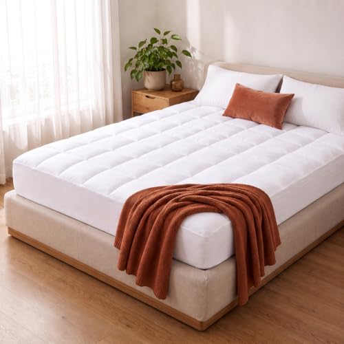 Queen Mattress Pad - Soft Pillowtop, Breathable & Noiseless