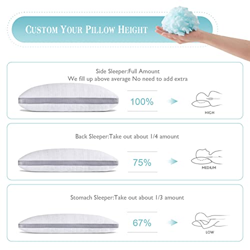 Cooling Gusseted Standard Pillows Set of 2 | Adjustable Memory Foam