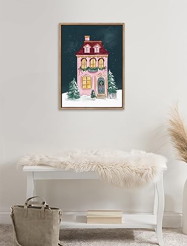 Kate and Laurel Sylvie Holiday Victorian Canvas Wall Art 18x24 Gold Frame Christmas Decor