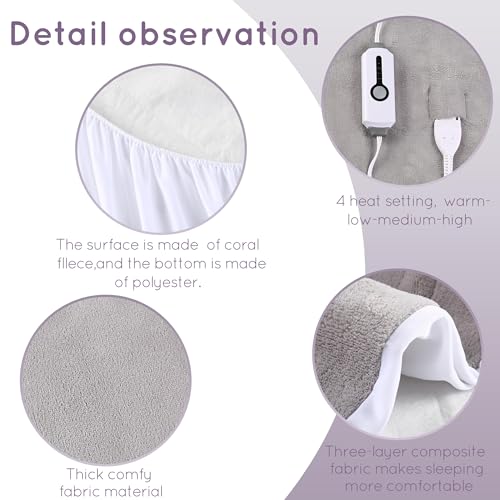 Electric Heated Mattress Pad - Full Size Sherpa Fleece, 4 Heat Levels, 10-Hour Auto Off