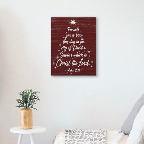 WODMIS Christian Christmas Tree Wall Art Canvas 11x14 Framed Holiday Decor