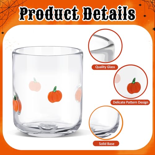 14oz Pumpkin Icon Stemless Glass Cups - Set of 2 Fall Holiday Drinkware