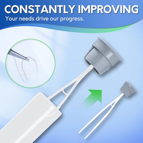 Silicone Toilet Brush and Holder Set with 16" Aluminum Handle & Tweezer - White