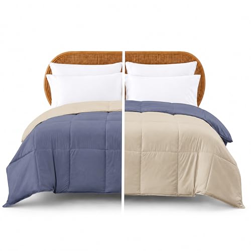 Reversible Down Alternative Comforter Twin - Blue/Cream