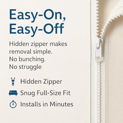 Futon Cover Full Size, 100% Cotton Zippered, Washable - 54 x 75 Inches