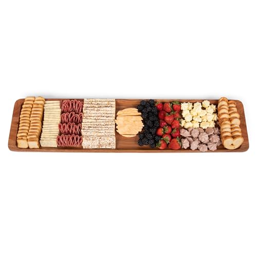 Picnic TIME Canapé Appetizer Serving Tray, Long Rectangular Charcuterie Board, Acacia Wood Cheese Board, Grazing Board (Acacia Wood)